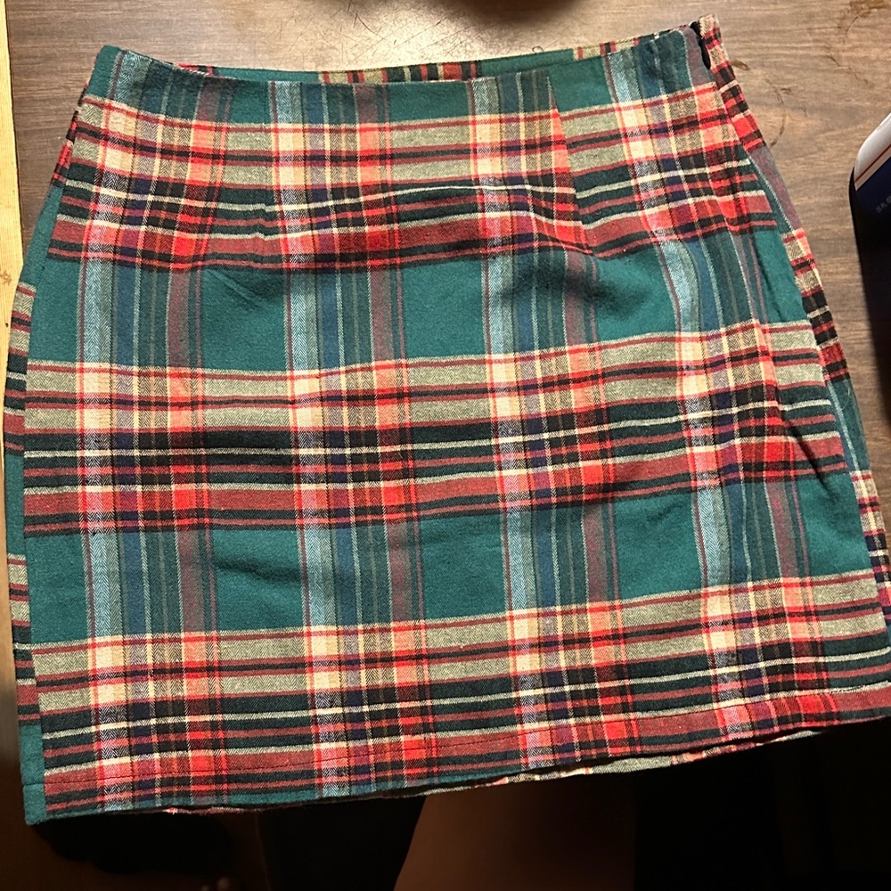 SHEIN Plaid Skirt in Green and Red